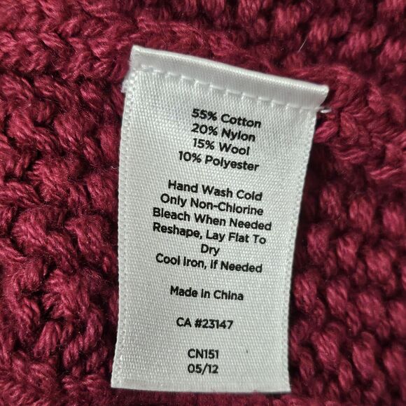 TALBOTS Sweater PS Cable Knit Cotton Wool Blend Long Sleeve Pullover Maroon - Picture 6 of 8